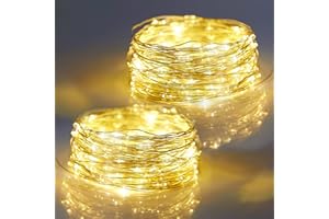 SUWITU Lot de 2 Guirlande Lumineuse, 6M 6 LED Guirlandes Lumineuses à Piles de Argent ave 8 Modes, IP65 Etanche Fairy Lights Interieur/Exterieure Decoration pour Chambre Noël Mariage Soirée Maison