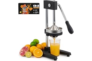 CO-Z Exprimidor Manual de Frutas Exprimidor Profesional de Acero Inoxidable para Limones, Naranjas, Pomelos, Granadas, Verduras y Otras Negro