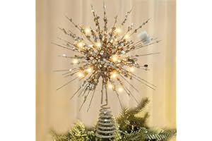 QUNKUN Czubek na choinkę w kształcie gwiazdy, czubek choinkowy na Boże Narodzenie, czubek choinkowy w kształcie gwiazdy, dekoracja na imprezę, dekoracja na Boże Narodzenie do choinki, czubek choinkowy na