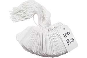 Swift Strung Tags White Card Clothing Parcel Label String Hanging Gift Swing Tickets Kraft Hang Price Labelling 32mm x 22mm (Pack of 100)