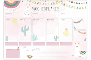 ‎FRIENDLY FOX Friendly Fox Wochenplaner Block Lama, 2x DIN A4 Schreibtischunterlage als Kalender ohne festes Datum, Weekly Planer, Schreibblock Organisation to do, Doppelpack