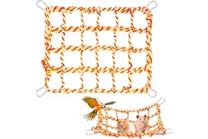 LHLZNB Rat Climbing Rope Net Equipped with 4 hooks, Colorful Bird Rope Net，Pet Hanging Hammock,Small Animal Rope Net Toy, Cage Decor Accessories for Rat Hamster Bird Ferret