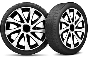 MOTO-MOLTICO Moltico Tapacubos - Set de 4 Universale de Tapacubos - Tapacubos para Todas Ruedas de Acero - Anillo de Seguridad Ajustable - 14 Pulgada - Blanco