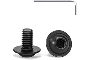 Tunejoy 20 Pezzi Viti a Testa Bombata con Flangia M6 x 10 mm Nero Vite a Testa Esagonale Bulloni in Acciaio Inox A2 V2A Viti a Brugola con Chiavi a Esagono Filettatura Completa