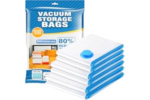 KITHIOM Vacuum Storage Bags for Clothes - 6 Pack(2 Jumbo + 2 Large + 2 Medium)Reusable Clothes Storage Bags Double Zip Seal Travel Space Saver Bags with Vacuum Sealer Bags for Quilts, Pillows, Clothes, Duvets