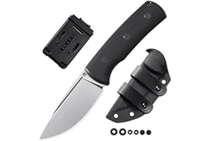 Petrified fish PFP01F Cuchillos de hoja fija 3,62 inch N690 Cuchilla de acero, Cuchilla de lavado de piedra, Campamento de cuchilla fija EDC al aire libre (Black G10)