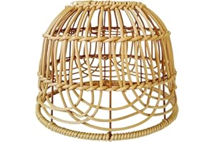 Perfk Abat-jour En Rotin Pour Plafond, Lampe De Salon, Chevet - Lustre Luminaire Décoration à Main Pour Chambre Café, Brun