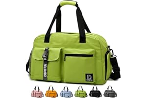 DBPBToU Sac de Voyage pour Homme et Femme, Sac de Sport avec Compartiment pour Chaussures, Travel Bag Imperméable avec Compartiment Humide, Utilisé comme Sac de Gym/Sac de Piscine (Vert)