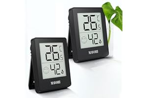 MAVORI® 2 Pcs Petit Thermometre Interieur | Hygrometer Thermomètre Numérique Intérieur | Hygromètre Précis Pour La Maison | Idéal Pour Mesurer La Température Et L'humidité Ambiante (Noir)