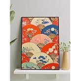 Postermanya Fan Flora, Yelpaze &Ccedil;i&ccedil;ekleri, Japon Sanatı &Ccedil;er&ccedil;eveli Tablo - &Ccedil;er&ccedil;eveli Poster, Sanatsal Dekorasyon