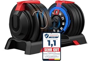 DH FitLife 24kg verstellbare Hantel 3 bis 24 kg mit 12 Gewichtsstufen, Kurzhantel mit Hantelscheiben, verstellbare Kurzhantel, variable Gewichte 12 in 1 (1 Stück)