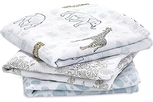 aden + anais Musy-Langes prélavés en Mousseline 100% Coton, Lot de 3 Langes absorbants, Bébé Garçon, Bébé Fille, Pratiques, Très Doux, Respirants, 70x70cm, Imprimé Jungle