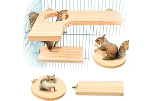 bangminda 5pcs Piattaforma per Criceti e Scoiattoli - Gioco per Criceti e Uccelli con Arrampicata e Parco Giochi in Legno