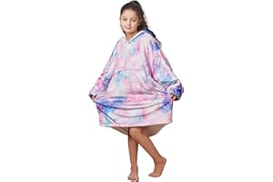 Adisputent Sherpa Hoodie Kinder Unisex Übergroße Hoodie Blanket Hoodie Sweatshirt Weich Warm Kapuzenpullover Poncho TV-Decke mit Größer Tasche für Jungen Mädchen