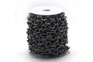 Jaydis 32.8 Feet Aluminum Curb Chains 11.5x2mm Twisted Links Embossed Cross Cable Chains Unwelded Gun-Black with Spool for Pendant Necklace Jewelry Making