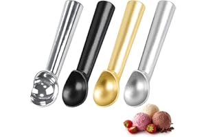 NkHui 4PCS Aluminum Ice Cream Scoops, 7 INCH Handle, Non-Stick Anti-Freeze, One-Piece Design, Cookie Spoon for Hard Ice Cream, Fruit Puree, and Potato Mash