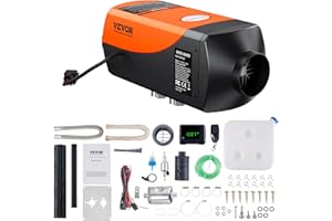VEVOR Riscaldatore d'Aria Diesel per Auto Camper Camion RV 12 V 2 KW Temperatura Regolabile 8℃ -36℃ Controllo Remoto, Riscaldatore da Parcheggio per Auto Consumo di Carburante 0,16-0,26L/h BTU 10-15m²