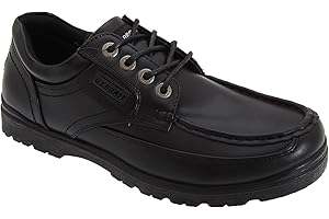 US Brass Mens Stubby Boat Shoes with Rugged Sole and Lace Up Fastening Black