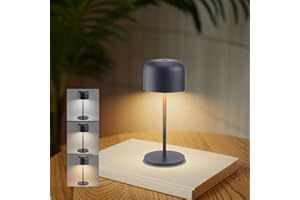 Klighten Zewnętrzna bezprzewodowa lampa stołowa Led 3000K-6000K Mała akumulatorowa lampa biurkowa z kablem Usb-C, wodoodporna IP54, H29cm, antracytowa, aluminium, ciepłe/naturalne/zimne światło