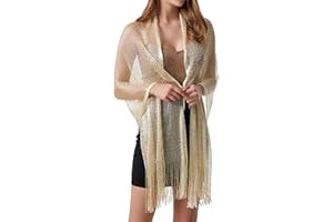 GIBZ Chales para Mujer Boda Estola Elegante Pañuelo Entallado con Flecos Bufanda Pañuelo Vintage Liso Brillante para Comuniones Eventos de Noche