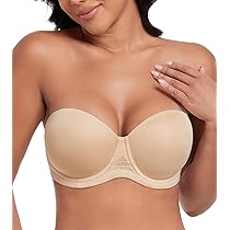 DotVol Damen Trägerloser BH Push Up - Tief U Bra Mit Abnehmbaren Trägern