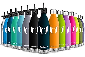 Super Sparrow Botella Agua Acero Inoxidable - Botella Agua Niños - 350ml/500ml/750ml - Botella Termica + Paja (2 Tapones) - Sin BPA, para Niños & Adultos, Deporte, Oficina, Yoga, Ciclismo
