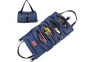 FIREDOG Sac à outils enroulable, pochette enroulable pour clé multifonction en toile - Bleu