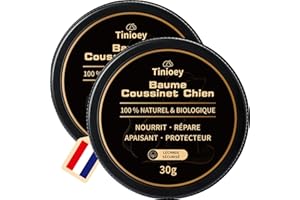Tinioey Baume Coussinet Chien 30g x 2-100% Bio & Naturel - Hydrate, Guérit, Protège Contre Neige, Sel, Pattes Craquelées & Nez - Creme Coussinet Chien - Chien Accessoires pour Pattes Protections