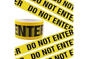 Feuerlos DO NOT ENTER Tape, Self Adhesive Yellow Safety Warning Tape with Residue-Free, 25M Barricade Safety Tapes with Bold Black Font Text for Construction, Danger Areas, Halloween Decorations Party
