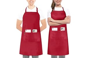 Utopia Kitchen - Grembiule regolabile con 2 tasche - Cinghia del collo regolabile con cravatte extra lunghe