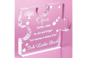 RISFIHEI Opa Geschenk, Geschenk Opa Geburtstag, Gravierte Acryl Block Puzzle, Geschenk für Opa zum Großelterntag Vatertag Weihnachten, Opa(Opa)