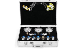 Hydraulic Pressure Gauge Test Kit, Weytoll Excavator Hydraulic Pressure Meauring Device with 9 Couplings 3 Pressure Gauges 3 Test Hose for Excavator Construction Machinery