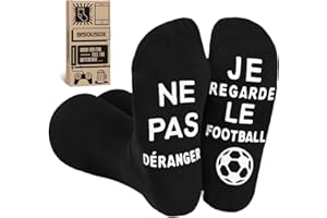 BISOUSOX Cadeau Homme Père Chaussettes Drôles Idée Cadeau Foot Homme Chaussettes Amusantes 39-46 Coton Chaussettes Fantaisie Cadeau D'anniversaire les Fans Football