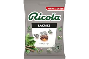 ‎RICOLA Ricola Liquorice, 75 g bag, original Swiss herbal sweets with 13 Swiss Alpine herbs, sugar-free, 1 x 75 g, vegan