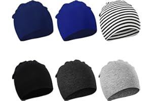 DRESHOW 6 Stücke Unisex Mütze Hut Junge Mütze Frühling Mützchen Kleinkind Wendemütze Jersey Slouch Beanie Bekleidung Unisex Infant Hut Kindergarten Mütze