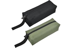 EMPEROCH 2 x płócienne torby na narzędzia, uniwersalne małe torby na zamek błyskawiczny, mała torba na narzędzia, narzędzia stolarskie, śrubokręt, narzędzia (2, czarny + zielony)