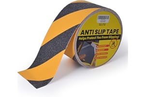 TAPEBEAR Cinta De Seguridad Amarilla Negra, Antideslizante Cinta Adhesiva, Cinta Autoadhesiva De Advertencia, Alta Tracción, Para Escaleras, Suelos, Interiores Y Exteriores, 4inch x 60feet(100mmx18m)