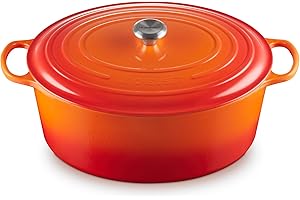 Le Creuset Cocotte oval de hierro fundido, 40 cm, 13, 9 L, Todas Las Fuentes de Calor incluso inducción, Volcanico, 21178400902430