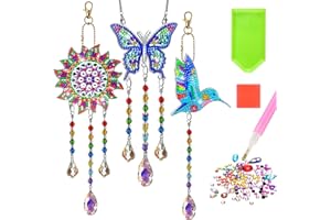 MATHARAGO 3 Stück Diamant-Malerei-Sonnenfänger, doppelseitiges Design, Diamant-Kunst-Kits, zum Aufhängen am Fenster, Diamantmalerei, Ornamente, DIY-Diamantkunst für Erwachsene, Teenager, Kinder,