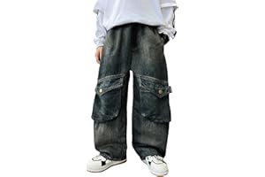 Happy Cherry Garçons Baggy Jeans Pantalons Large en Denim Garçon Y2K Hip Hop Streetwear Enfants Décontracté 5-13 Ans
