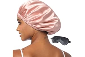 Hat Hut Satin Bonnet Silk Bonnet for Sleeping Hair Bonnet for Sleeping Cap for Curly Hair Wrap Reversible Satin Bonnet (Pink/Black)