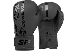 Rękawice bokserskie Starpro Obsidian Matte Black – Fuax Leather – Rękawice treningowe, sparingowe i kickboxingowe dla mężczyzn i kobiet – 8 uncji 10 uncji 12 uncji 14 uncji 16