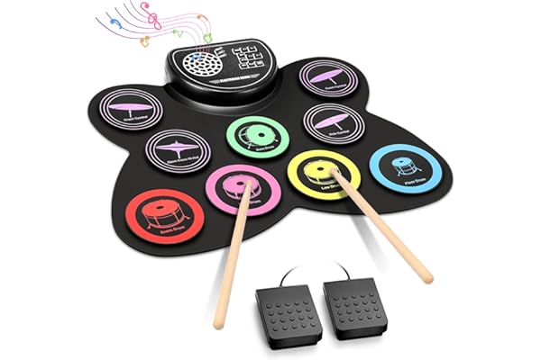 Anpro Batería Electrónica, Bateria Musical con 9 Almohadillas de Batería Altavoz Estéreo Incorporado para Niños y Principiantes…