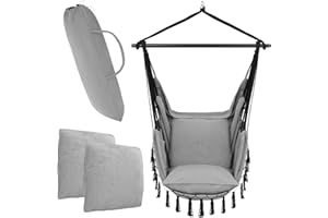 ‎VITA5 VITA5 Hängesessel Outdoor - Stabiler & sicherer Hängestuhl - Stylischer Hängesessel Indoor - Leicht zu installierender Hängesessel - Bequeme Boho Raumdeko - 200kg Tragkraft (Grau)