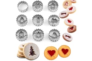 ZHANGXIN Lot de 9 Emporte-Pièces Linzer Noël en Acier Inoxydable Moule à Biscuits, Noël Emporte pièces Linzer en acier inoxydable, Emporte Pièces Noël, biscuits de Noël