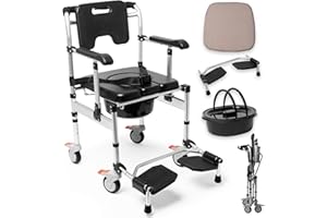 ALL HOME BASICS Liviana y Plegable Silla de baño para mayores, Silla baño adulto, Silla ducha con ruedas, Silla WC personas mayores, Sillas de baño, Silla de baño para mayores con ruedas, Sillas ruedas ducha