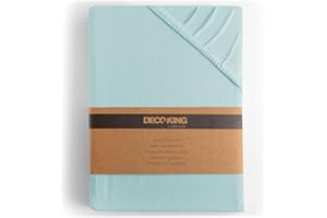 ‎DECOKING DecoKing prześcieradło z gumką 160x200-180x200 cm jersey bawełna błękitne Amber