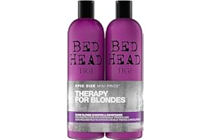 Bed Head by TIGI Dumb Blonde 750ml Shampoo and Conditioner Set – Professional Repair Treatment for Bleached Hair, Moisturising Keratin Formula Treats Dry, Damaged Hair, Daily Sulphate Free Colour Care
