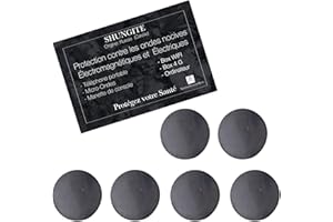 Spirituellementbien Lote de 6 pastillas de parche adhesivo de shungite piedra natural lithotherapie - piedra natural de protección anti ondas electromagnéticas para su teléfono móvil, wifi