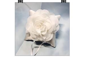 MOMGYAAMZ Cuscino Matrimonio Fiori Decorazione Portafedi -10*10 cm Cuscino per fedi di fiori portatore anelli Fidanzamento Festa nozze Bomboniere matrimoni Accessori Decorativo Vintage, Bianco, 1 pezz